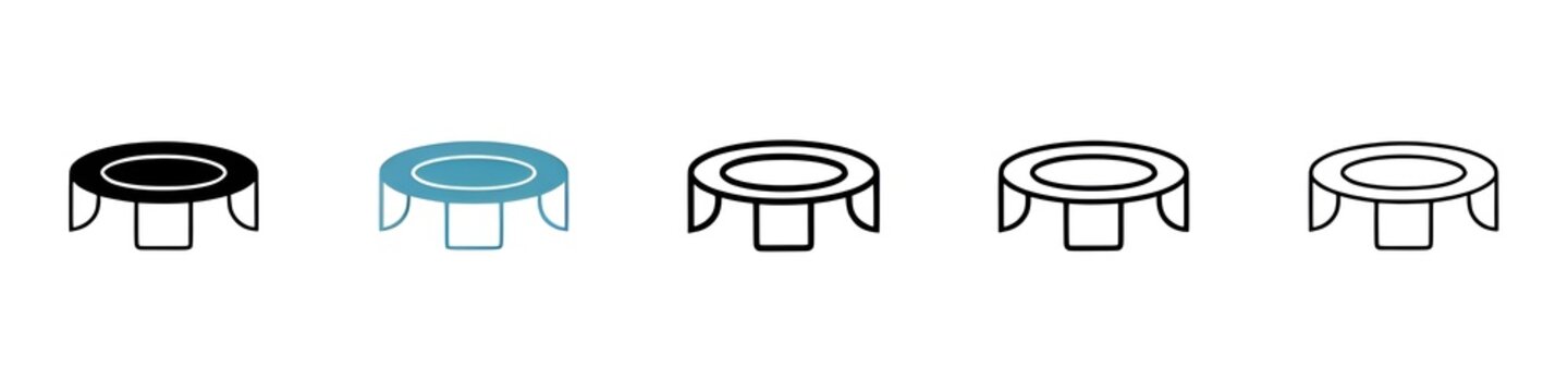 trampoline vector thin line icon set. elastic training trampoline vector symbol for web ui designs. Thin line customizable illustration. Symbol. Vector isolated outline drawing. Editable stroke. Icon