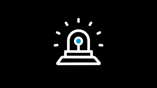 Emergency siren and alarm flasher icon animation .
