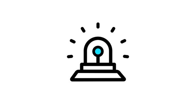 Emergency siren and alarm flasher icon animation .