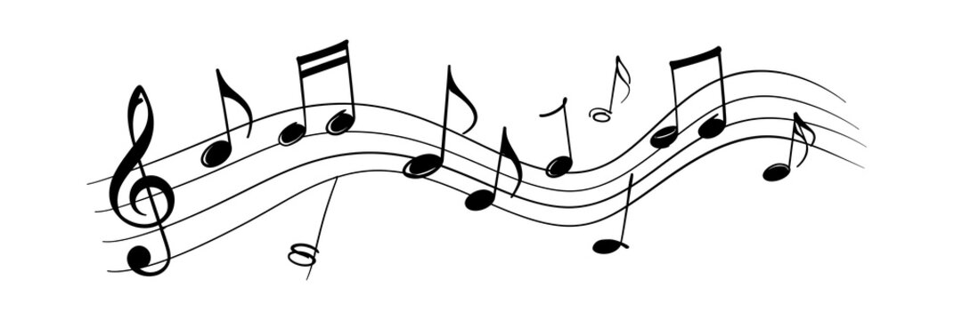 Hand-drawn musical notes on a staff