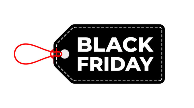 Black Friday Sale Tag Vector Illustration with Red String