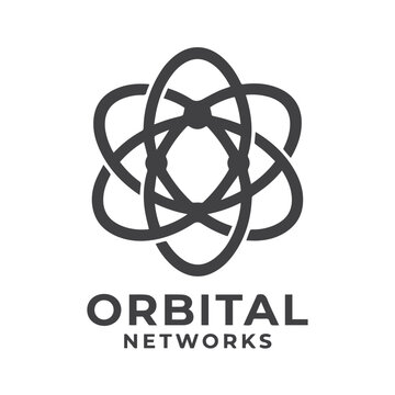 Orbital networks atomic structure science logo icon symbol with orbit icon
