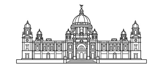 Obraz premium Ornate Government Building Facade with Dome and Towers