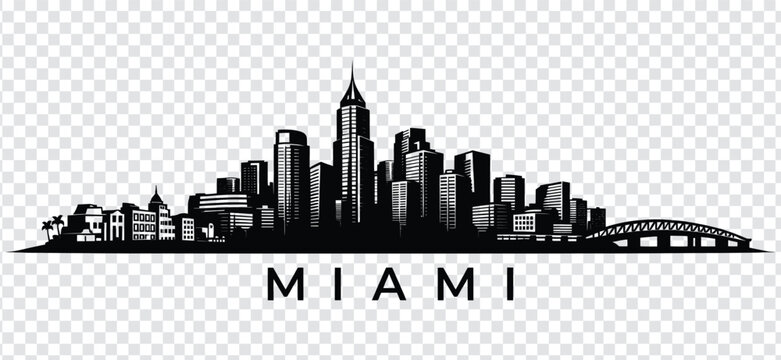 Miami city skyline silhouette vector illustration