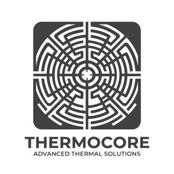 Circular maze thermocore advanced thermal solutions logo with logo design