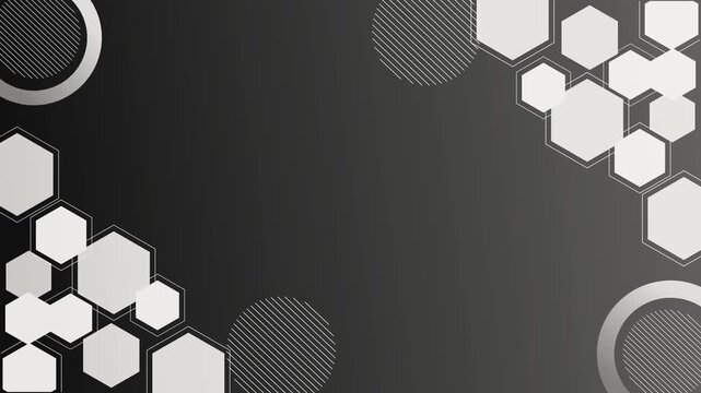 Abstract background with hexagonal clusters and circular accents modern geometric pattern animation