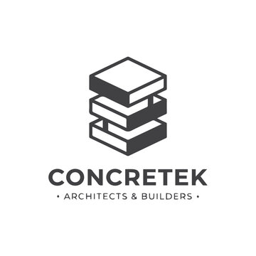 Concretek architects and builders minimalist logo icon design with concrete
