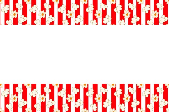 Popcorn Stripe Border. Cinema Snack Frame. Popcorn Striped Frame.