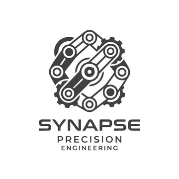Synapse precision engineering logo with mechanical gears