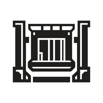 Heavy sluice gate dam control system icon silhouette vector with solid black ico