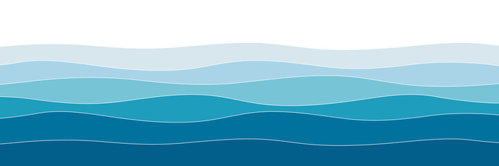 Naklejka premium Blue sea wave background. Ocean abstract waves lines wallpaper. Vector illustration on white.