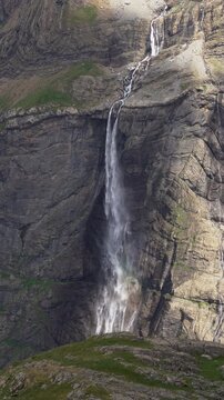 Cirque de Gavarnie with the famous waterfall, near the town of Gavarnie, France.
