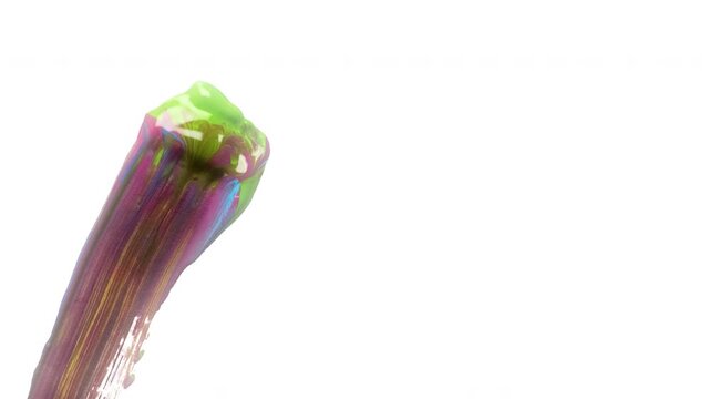 Abstract colorful paint brush strokes on white background.