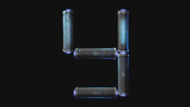 A drag and drop overlay letter that is made up from animated metallic tubes that pulsate and rotate.
