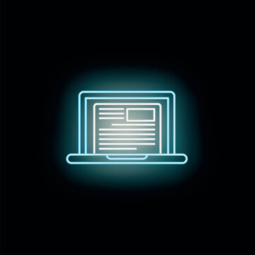 Laptop icon showing digital newspaper or website content with glowing neon effect