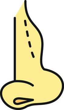 Nose with dotted lines indicating a cosmetic rhinoplasty surgery