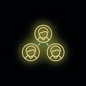 People icons connecting in a neon style graphic illustrating social networking and teamwork