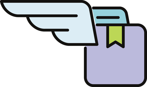 Package with wings symbolizing quick logistics and shipping