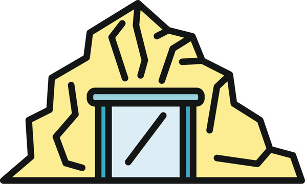 Mine entrance icon depicting underground excavation and mineral resources