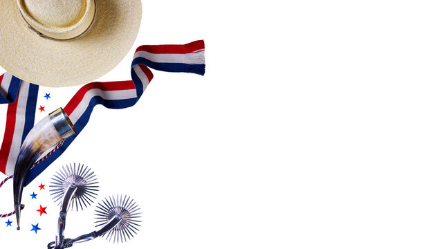 Traditional chilean elements for national holidays on transparent background