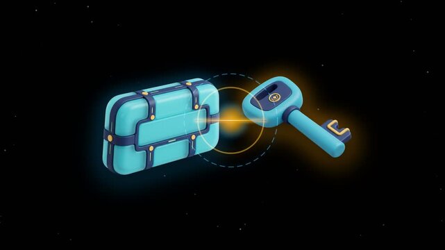 3D cyber security key sending wireless authentication to safe vault