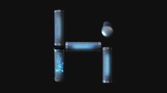 A drag and drop overlay letter that is made up from animated metallic tubes that pulsate and rotate.
