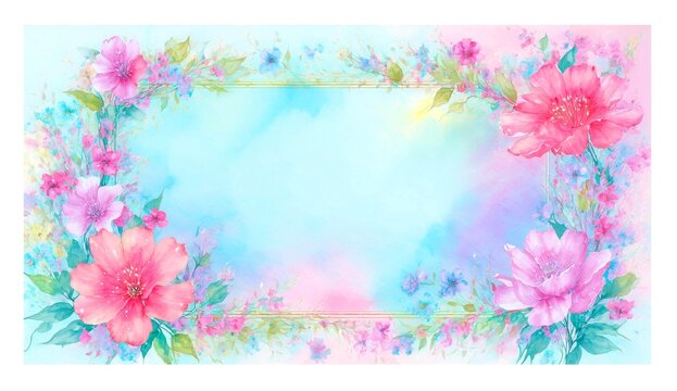 Romantische Karten Vorlage mit zarten Blumen im Aquarell Technik	