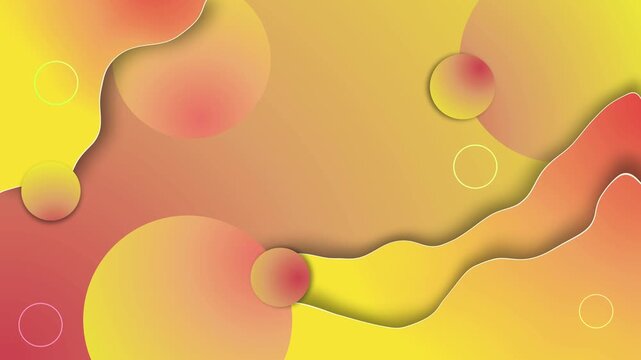 Abstract layered background with flowing wave shapes and glowing circles, modern paper cut style design animation