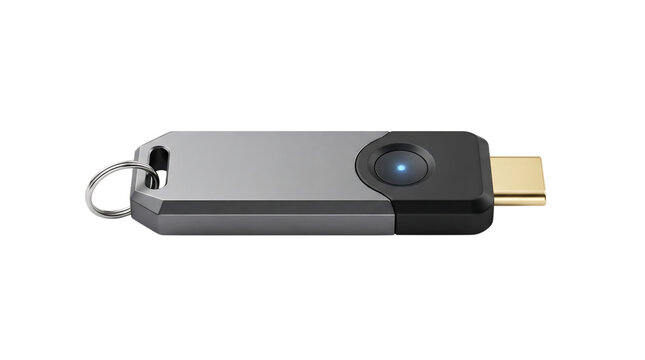 Transparent usb type c flash drive a sleek black and silver data storage device.