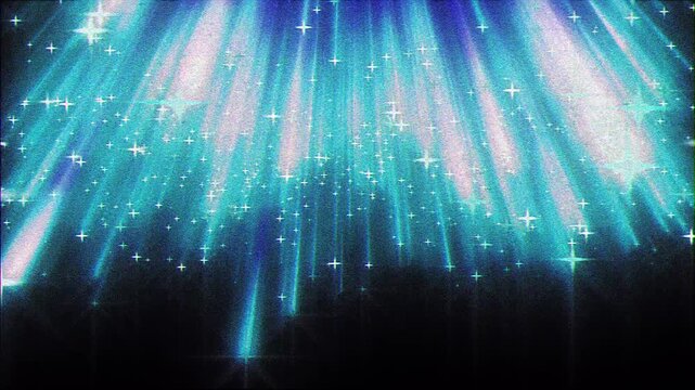 4k magical glowing blue rays with glittering stars. Transparent alpha channel overlay for festive or sci-fi video projects.