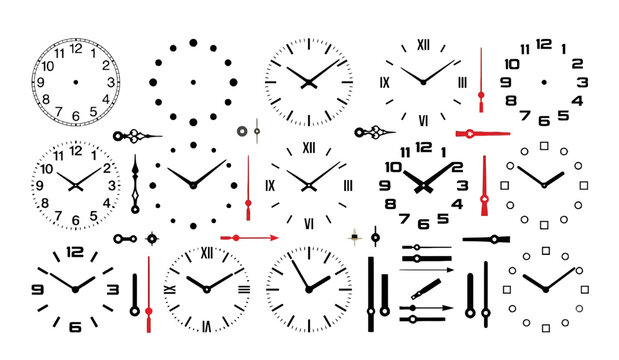 Clock Faces and Hands Elements Set