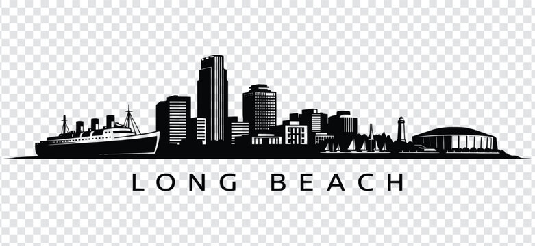 Long beach city skyline silhouette