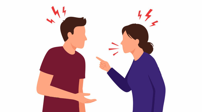 Illustration of a couple having a serious argument or disagreement