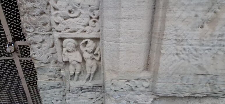 Intricate Rock Cut Stone Carvings  at Udayagiri Caves, Vidisha, Madhya Pradesh, India 