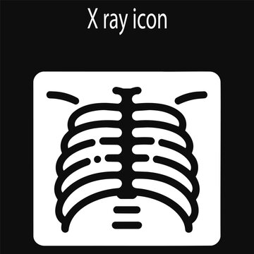 Curved chest rib cage X ray scan symbol vector icon on dark background