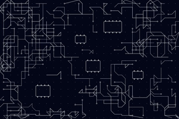 Fototapeta premium White electronic circuit board schematic vector background with microchip nodes, technology