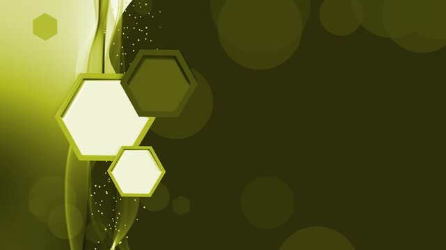 Abstract background with layered hexagons wavy light accents and sparkles animation