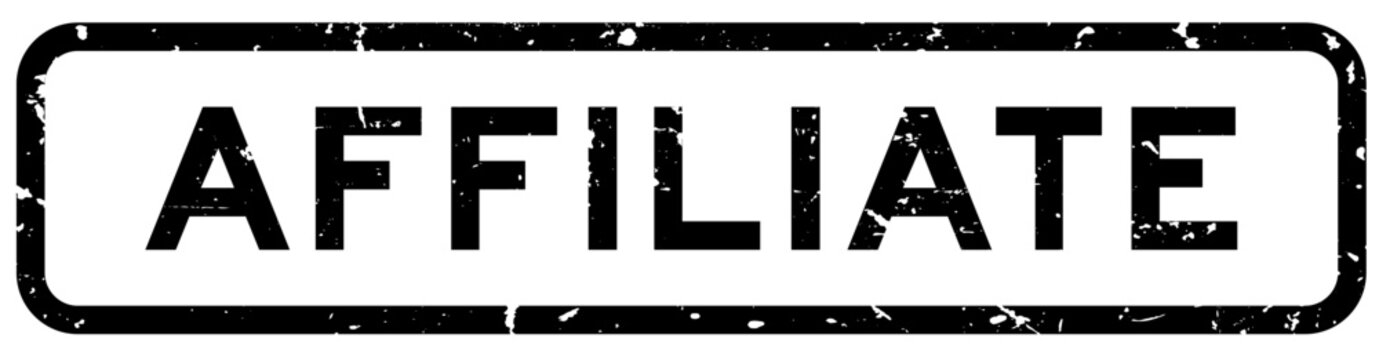 Grunge black affiliate word square seal stamp on white background