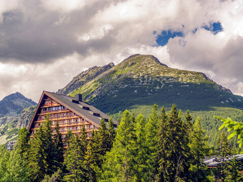 Triangular Alpine Resort Hotel in High Tatras Mountain Landscape