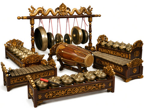 Traditional Indonesian Gamelan Musical Instrument Ensemble