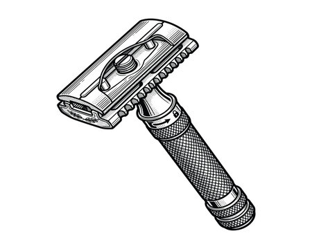 Vintage double edge safety razor for shaving on white background vector