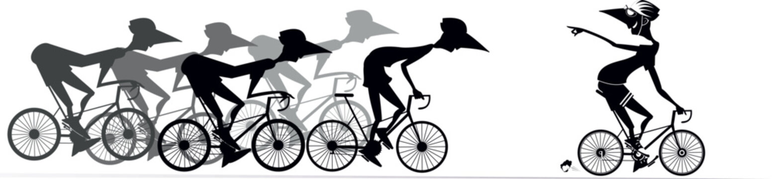Cycling race. Cyclists in competition. Winner