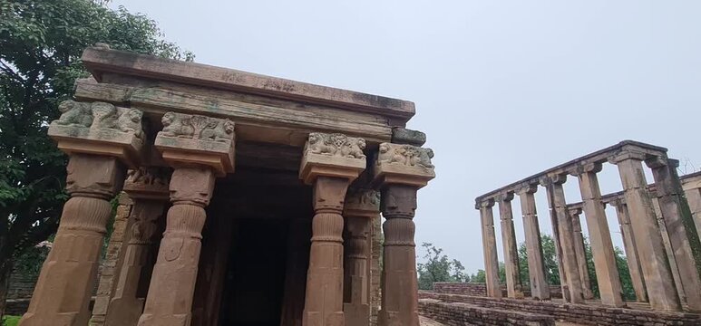 Ancient Gupta Era Temple 17 Stone Structure at Sanchi Stupa Complex