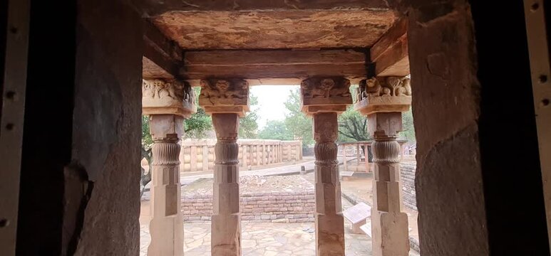 Ancient Gupta Era Temple 17 Stone Structure at Sanchi Stupa Complex