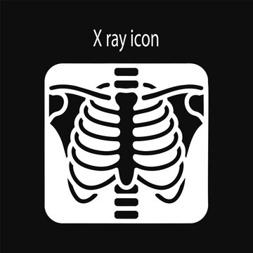 Medical chest rib cage X ray scan vector icon on dark background