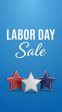 Labor Day Sale message on blue background with stars.