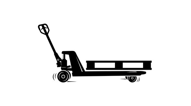 Hand pallet truck transporting flat load
