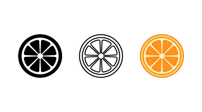 Flat sliced citrus fruits icon set