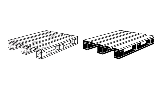 Flat packed wooden pallet and crate illustration