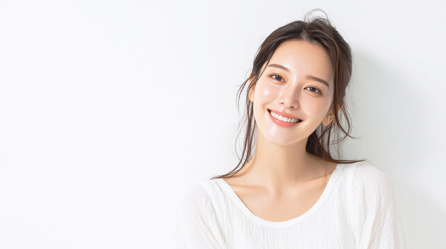 自然な笑顔を見せる女性の美容イメージ
